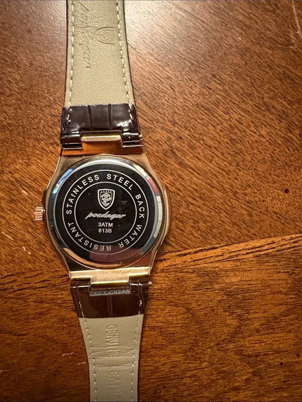 Men's Green Dial Watch with Brown Leather Strap